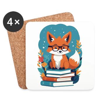 Cute Book Lover Funny Bookworm - Coasters (set of 4) - white - Front