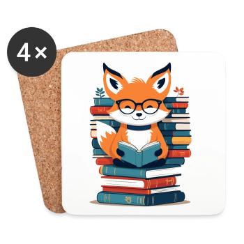 Mignon Amoureux des livres Drôle Design - Dessous de verre (lot de 4) - blanc - Devant