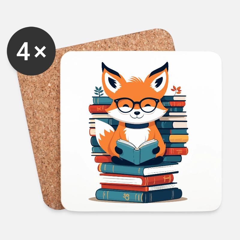 Niedlicher Buch Liebhaber Lustiges Bücher Design - Untersetzer (4er-Set) - Weiß