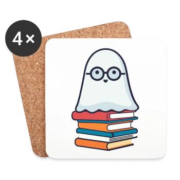 Book Lover Style Small Books Spirit Halloween - Coasters (set of 4) - white - Front