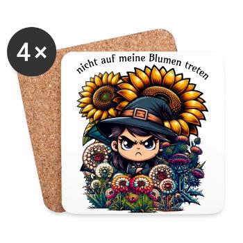 Meine Blumen lustiger Garten Spruch Gärtner Pflanz - Untersetzer (4er-Set) - Weiß - Vorne