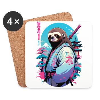Samouraï paresseux esthétique style Vaporwave - Dessous de verre (lot de 4) - blanc - Devant