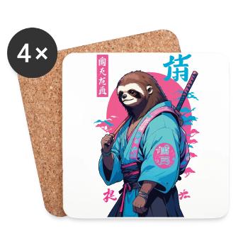 Samouraï paresseux esthétique style Vaporwave - Dessous de verre (lot de 4) - blanc - Devant