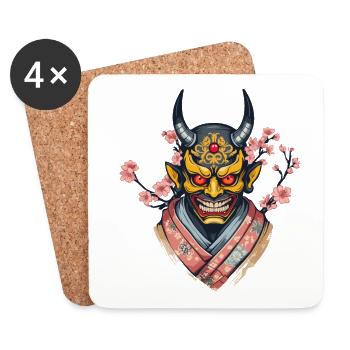 Oni Démons Masque Démon Japonais Culture Yokai - Dessous de verre (lot de 4) - blanc - Devant