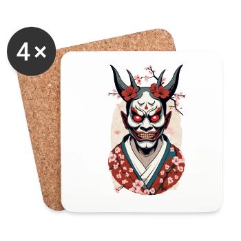Oni Démons Masque Japon Culture Esthétique Design - Dessous de verre (lot de 4) - blanc - Devant