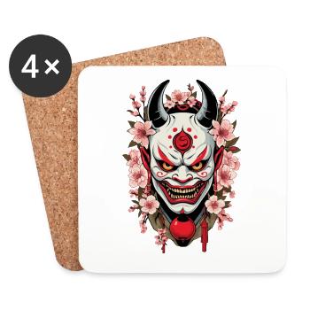 Oni Démons Masque Samouraï Culture Démoniaque Japonaise - Dessous de verre (lot de 4) - blanc - Devant