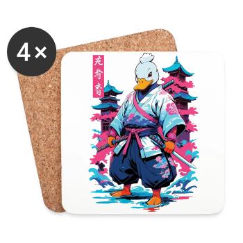 Samurai Ente Aesthetic Vaporwave Stil Japan - Untersetzer (4er-Set) - Weiß - Vorne
