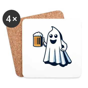 Funny Boozing Ghost Halloween Party - Coasters (set of 4) - white - Front