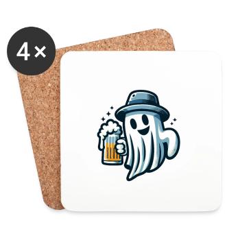 Boire fantôme drôle Halloween fête bière - Dessous de verre (lot de 4) - blanc - Devant