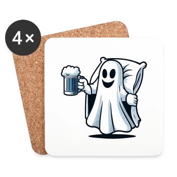 Boire Ghost Beer Lover Halloween Party - Dessous de verre (lot de 4) - blanc - Devant