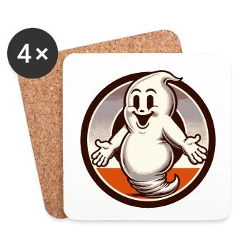Drôle Vintage Ghost Ne Sait Rien Halloween - Dessous de verre (lot de 4) - blanc - Devant