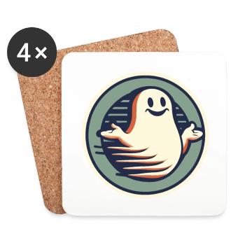Drôle Vintage Ghost Ne Sait Rien Halloween - Dessous de verre (lot de 4) - blanc - Devant