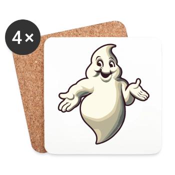 Drôle Vintage Ghost Ne Sait Rien Halloween - Dessous de verre (lot de 4) - blanc - Devant