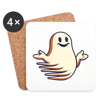 Funny Vintage Ghost Knows Nothing Halloween - Coasters (set of 4) - white - Front