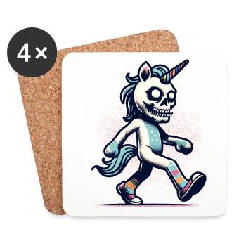 Zombie Licorne Mort-vivant Créature mystique - Dessous de verre (lot de 4) - blanc - Devant