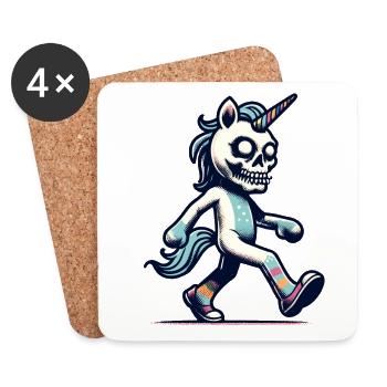 Zombie Unicorn Undead Mystical Creature - Coasters (set of 4) - white - Front