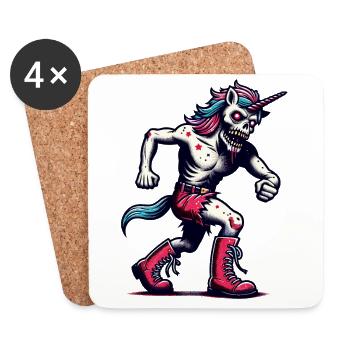 Zombie Licorne Mort-vivant Créature mystique - Dessous de verre (lot de 4) - blanc - Devant
