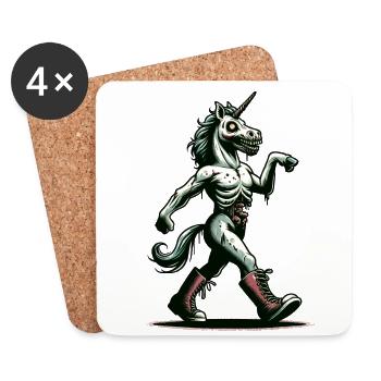 Zombie Unicorn Undead Mystical Creature - Coasters (set of 4) - white - Front