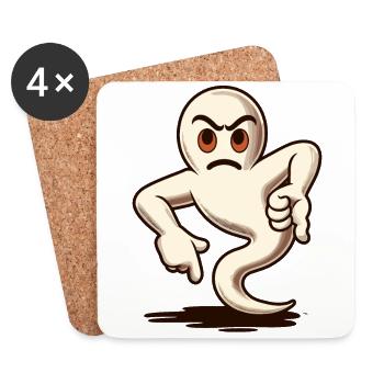 Cool Ghost Gives Thumbs Down Funny Halloween - Coasters (set of 4) - white - Front