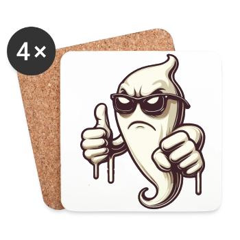 Cool Ghost Gives Proper Respect Halloween - Coasters (set of 4) - white - Front