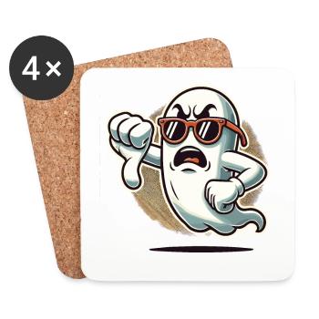 Cool Ghost gives thumbs down Halloween ghost - Coasters (set of 4) - white - Front
