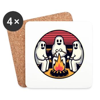 Fantômes au feu de camp camping Lustige - Dessous de verre (lot de 4) - blanc - Devant