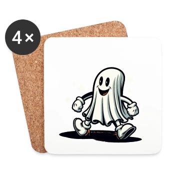Funny Vintage Ghost Retro Art Style Halloween - Coasters (set of 4) - white - Front