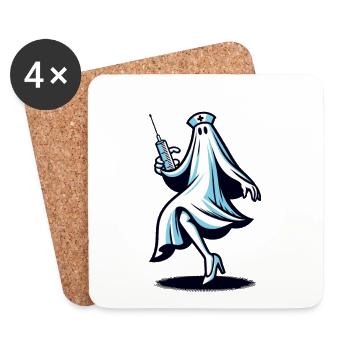 Infirmière drôle Chasse aux fantômes effrayante - Dessous de verre (lot de 4) - blanc - Devant