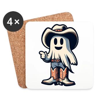 Funny Cowboy Ghost Hunter Hat Boots Halloween - Coasters (set of 4) - white - Front