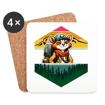Red Panda Comic Adventure Forest Mountains - Coasters (set of 4) - white - Front