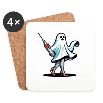 Funny Nurse Ghost Hunt Haunted House - Coasters (set of 4) - white - Front