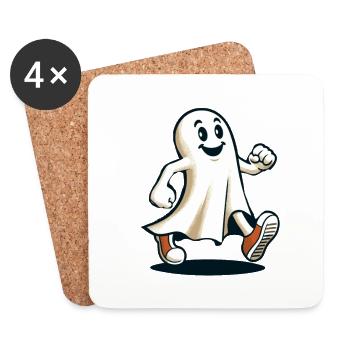 Funny Vintage Ghost Retro Art Style Halloween - Coasters (set of 4) - white - Front