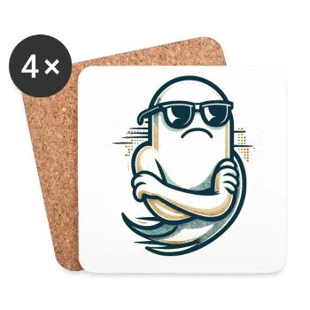 Cool Ghost Vintage Art Style Halloween Party - Untersetzer (4er-Set) - Weiß - Vorne