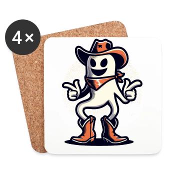 Drôle Cowboy Fantôme Halloween Costume Fun - Dessous de verre (lot de 4) - blanc - Devant