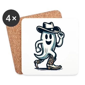 Lustiger Cowboy Geist Halloween Party - Untersetzer (4er-Set) - Weiß - Vorne