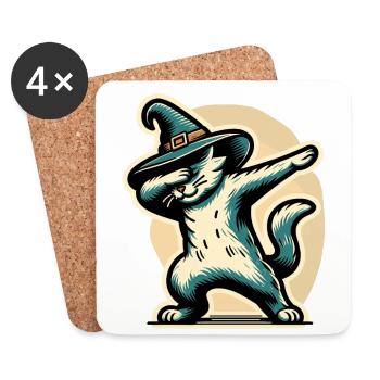 Dabbende Hexen Katze Dabbing Haustier Halloween - Untersetzer (4er-Set) - Weiß - Vorne