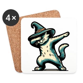 Dabbing Witches Cat Dabbing Pet Creepy - Coasters (set of 4) - white - Front