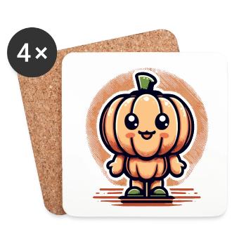 Kawaii Pumpkin Cute Halloween Pumpkin - Coasters (set of 4) - white - Front