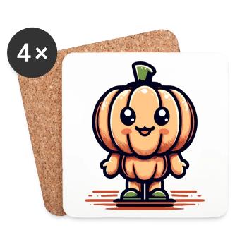 Citrouille Kawaii Citrouille d’Halloween mignonne - Dessous de verre (lot de 4) - blanc - Devant