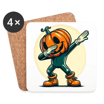 Dabbing Halloween Pumpkin Funny Dabbing Pumpkin - Coasters (set of 4) - white - Front