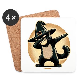 Dabbing Witches Cat Dabbing Pet Halloween - Coasters (set of 4) - white - Front