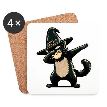 Dabbing Witches Cat Funny Cat Lover - Coasters (set of 4) - white - Front