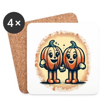 Cute Pumpkin Twins Halloween Costume Decoration - Coasters (set of 4) - white - Front