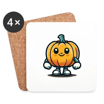 Kawaii Pumpkin Cute Halloween Pumpkin - Coasters (set of 4) - white - Front