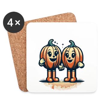 Cute Pumpkin Twins Halloween Costume Decoration - Coasters (set of 4) - white - Front