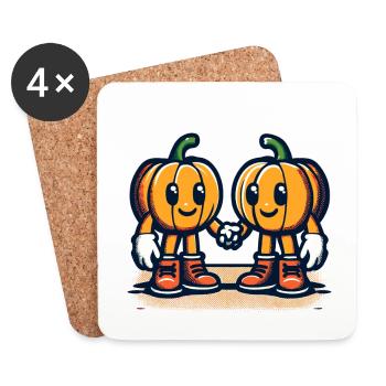 Cute Pumpkin Twins Halloween Costume - Coasters (set of 4) - white - Front