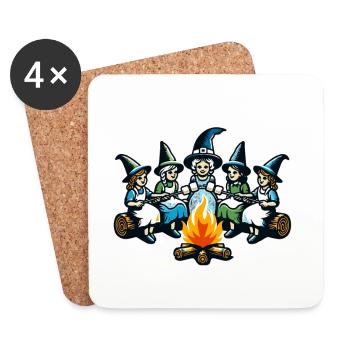 Camping Campfire Vintage Witches Design - Coasters (set of 4) - white - Front