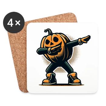 Dabbing Halloween Pumpkin Funny Dabbing Pumpkin - Coasters (set of 4) - white - Front