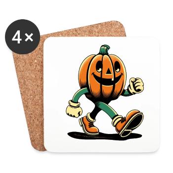 Citrouille de dessin animé rétro Style vintage Halloween - Dessous de verre (lot de 4) - blanc - Devant