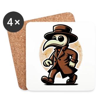 Rétro Vintage Dessin animé Halloween Costume Plague Doctor - Dessous de verre (lot de 4) - blanc - Devant
